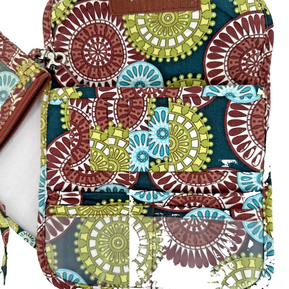 Vera Bradley Medallion Trifold Wallet Organizer Detachable ID Coin Pouch 4x8" - Picture 3 of 4